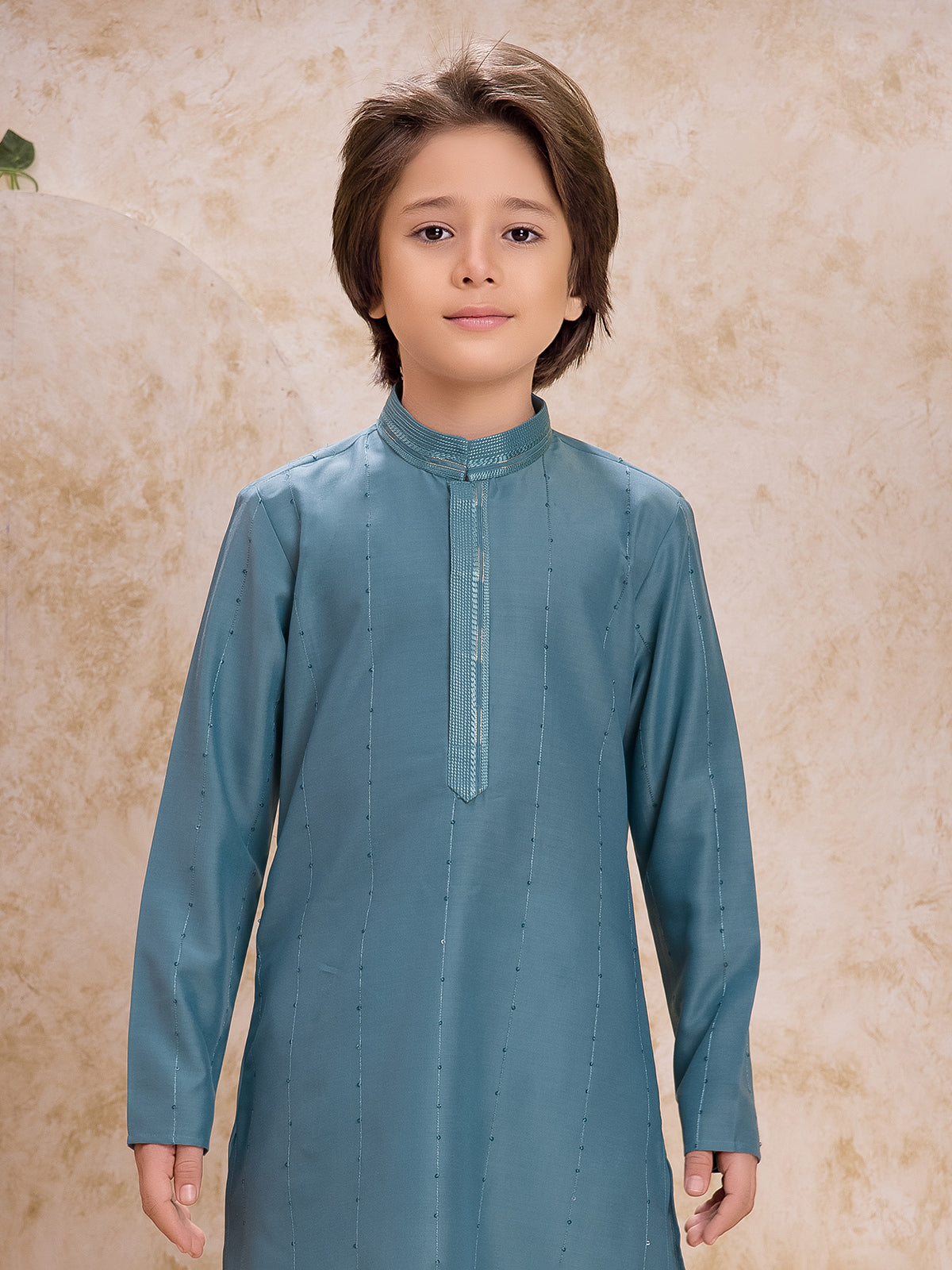 Blue cotton silk elegant kurta suit