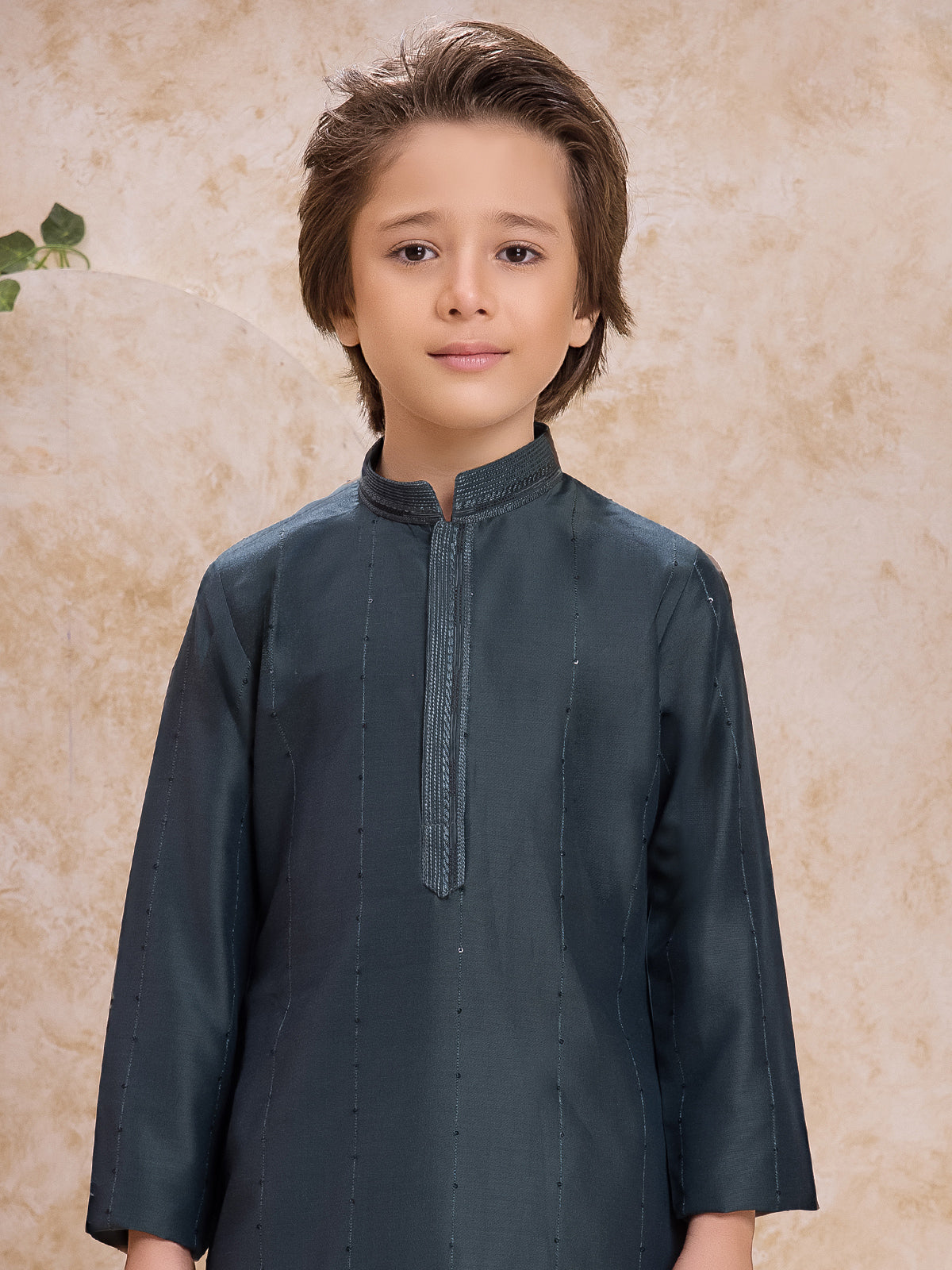 Olive cotton silk wedding kurta suit