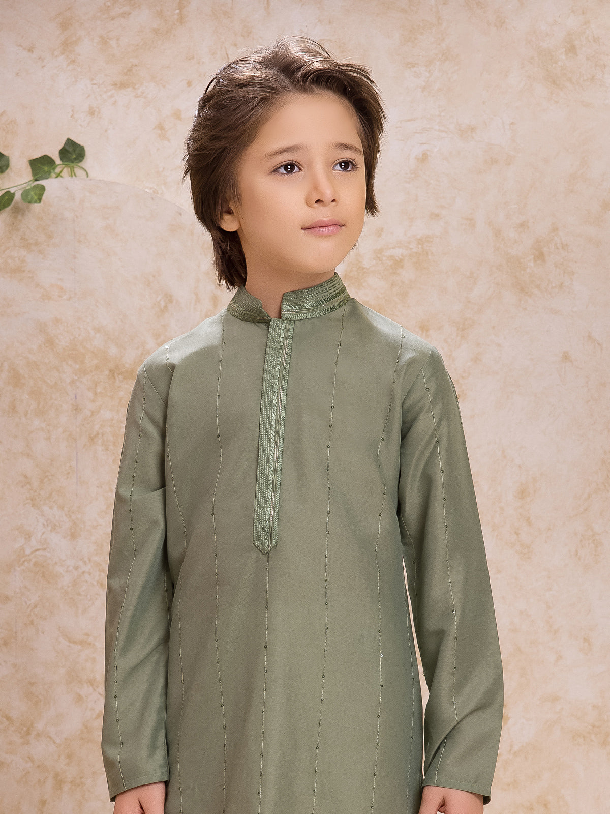 Pista green cotton silk ethnic kurta suit