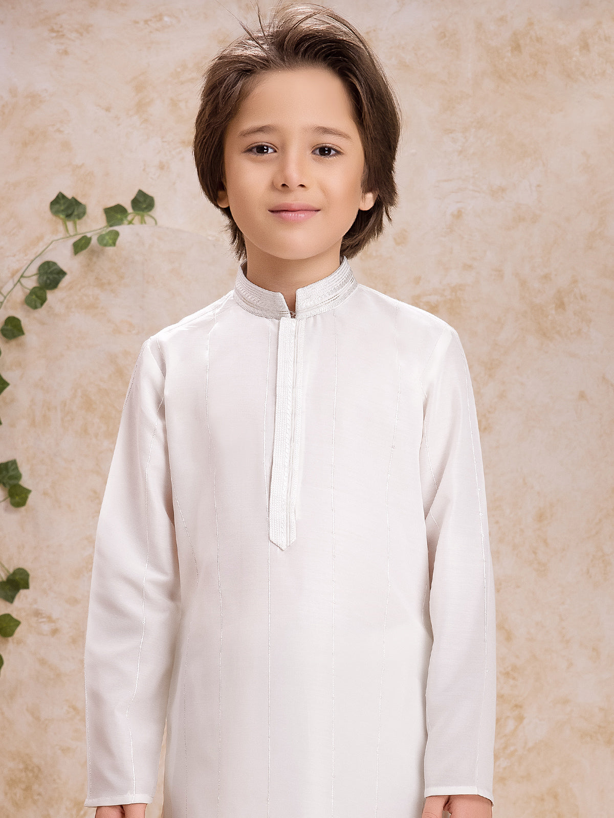 White cotton silk classic kurta suit