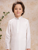 White cotton silk classic kurta suit