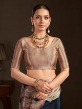 Pastel black ready to wear silk crepe saree for festive