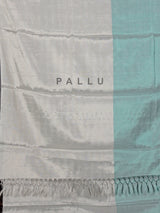 Silver and mint blue chanderi tissue silk saree