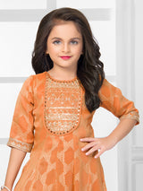 Rust orange pakistani style anarkali salwar suit