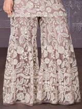 Onion pink net designer halter neck palazzo suit