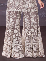 Dark grey net halter neck designer palazzo suit