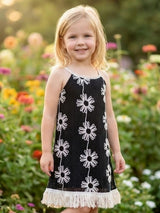 Black knitted frock with delicate thread work