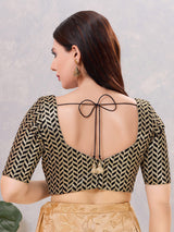 Black silk sweetheart neck and sequin work blouse