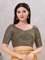 Black silk sweetheart neck and sequin work blouse