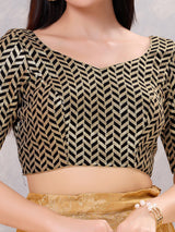 Black silk sweetheart neck and sequin work blouse