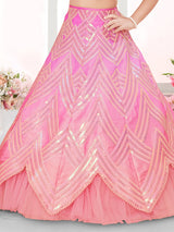 Pink cotton silk designer sequin pearl lehenga choli