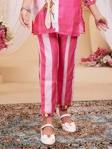 Rani pink printed cotton collar neck co ord set