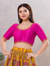 Magenta silk resham and stone work blouse