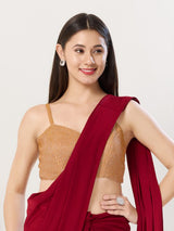 Copper gold polyester sleeveless back open blouse