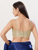Gold polyester sweetheart neck sleeveless blouse