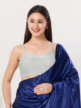Silver polyester sleeveless sweetheart blouse