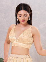 Light gold satin blend sequin work blouse
