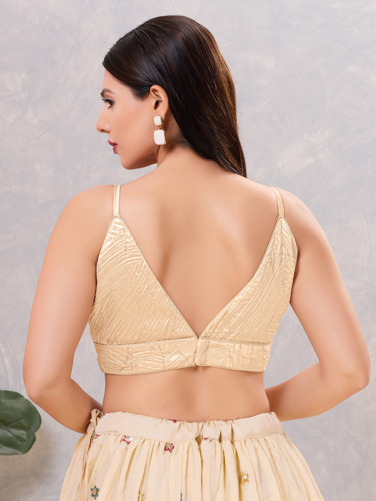 Light gold satin blend sequin work blouse