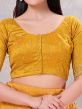 Mustard yellow silk front open blouse