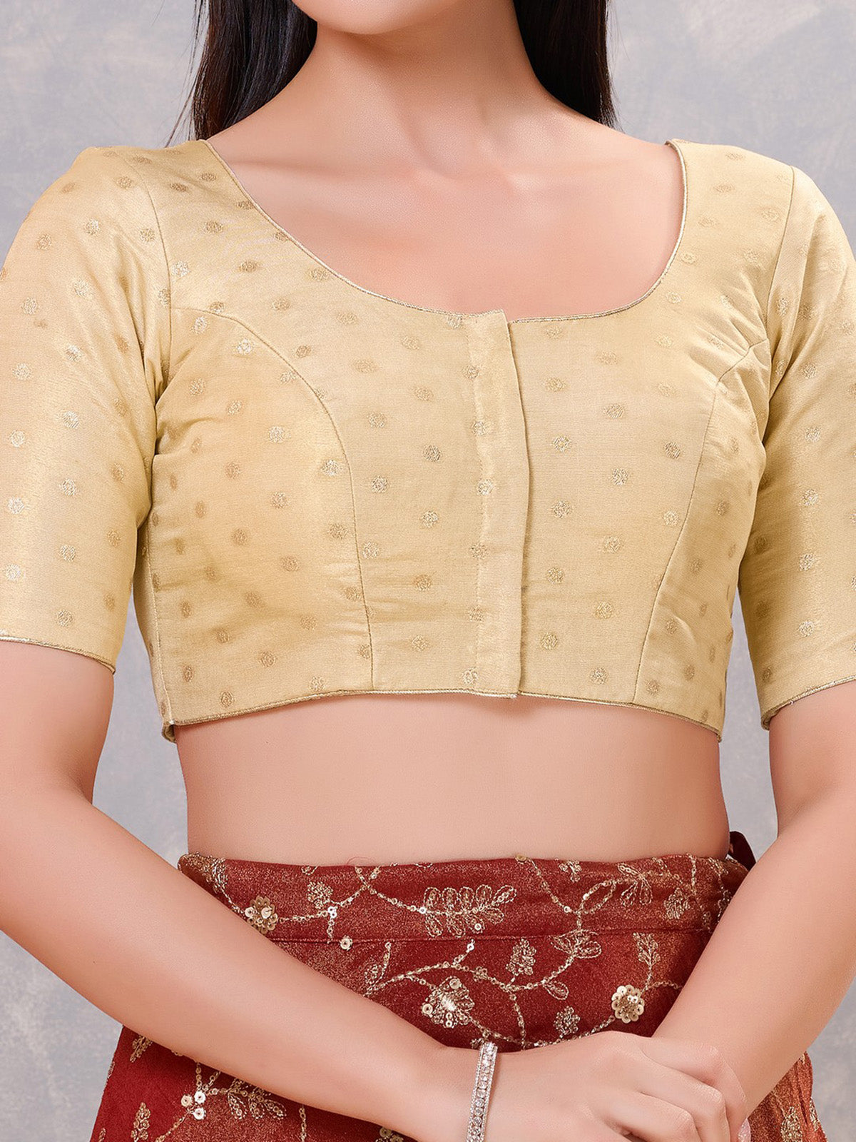 Light gold silk zari embellished blouse