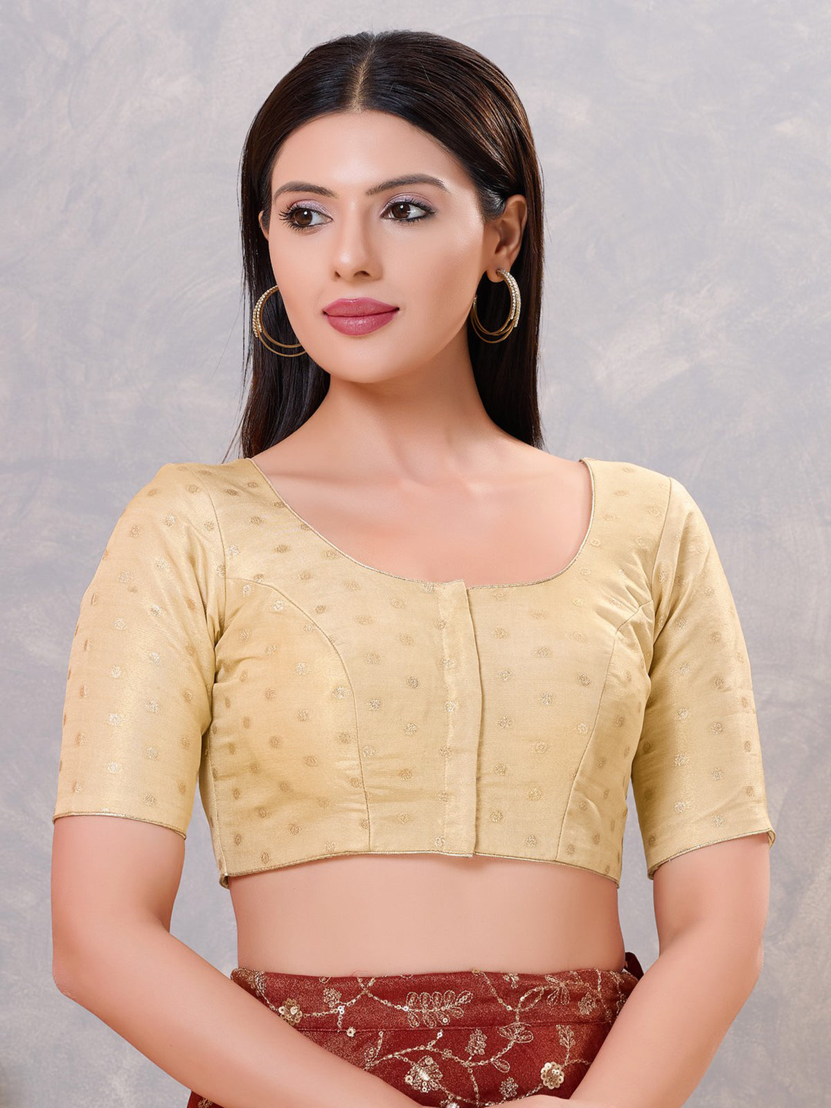 Light gold silk zari embellished blouse