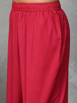 Maroon silk embroidered yoke style palazzo set