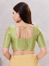 Pista green silk zari work blouse