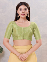Pista green silk zari work blouse