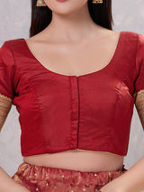 Dark maroon silk zari embellished blouse