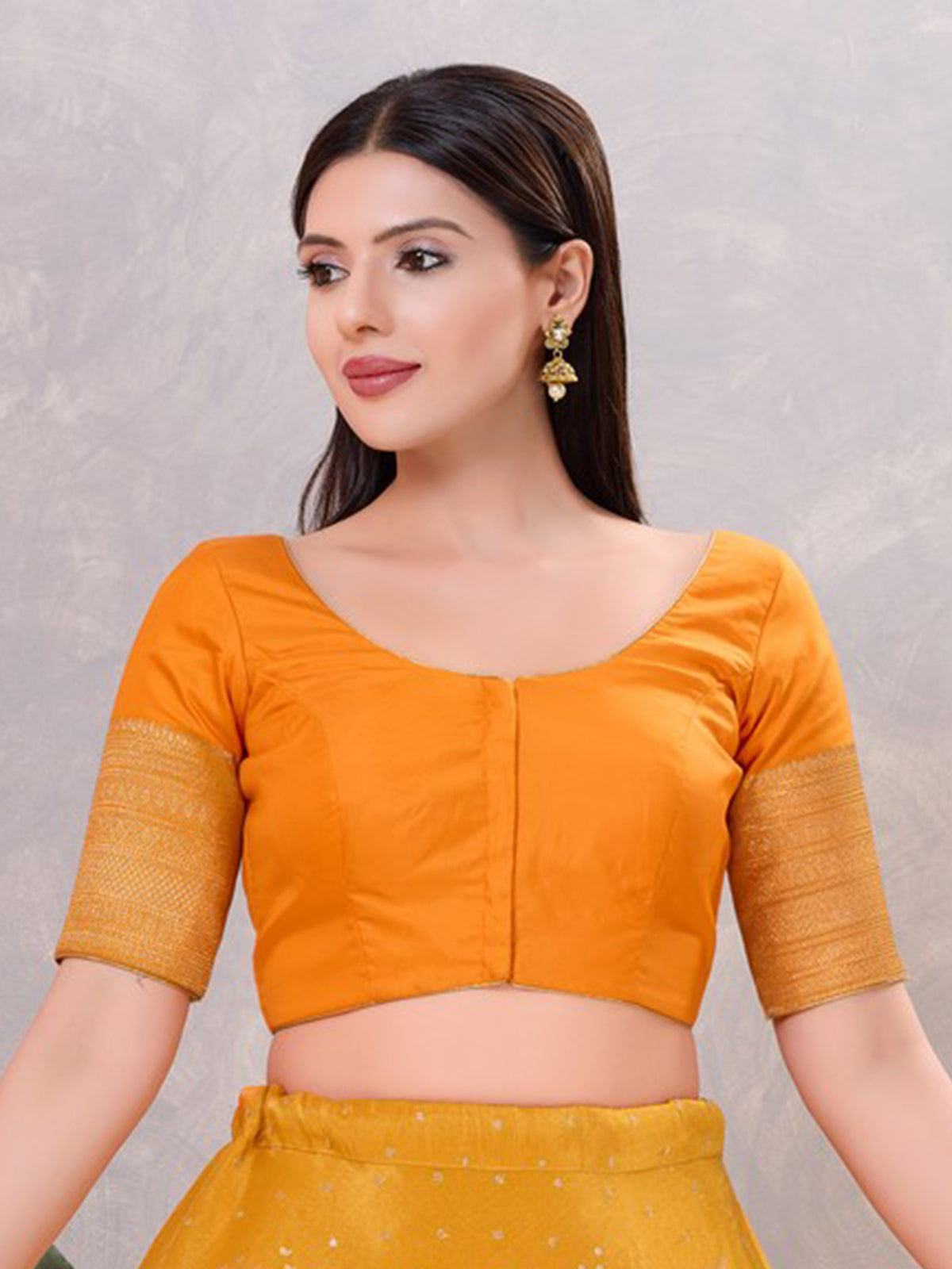 Mustard yellow silk zari classic blouse