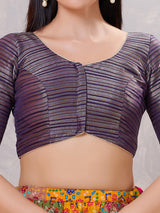 Dark purple silk zari embellished blouse