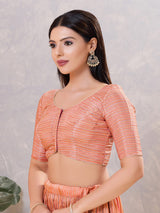 Peach silk zari traditional front open blouse