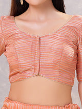 Peach silk zari traditional front open blouse