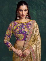 Golden embellished kanjivaram zari tissue silk saree
