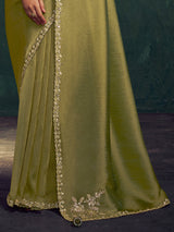 Mehendi green zari tissue silk saree