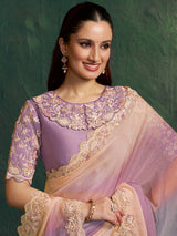 Purple shaded georgette festive saree