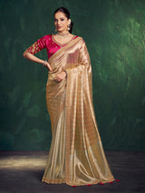 Pastel peach kanjivaram zari tissue silk saree