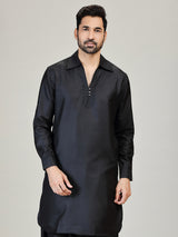 Black plain pathani kurta suit for men