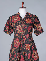 Black printed cotton silk kurti for casual wear