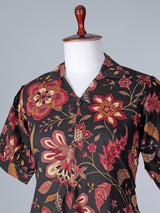 Black printed cotton silk kurti for casual wear