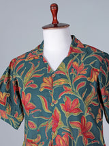 Green floral printed cotton silk kurti for women casual wear