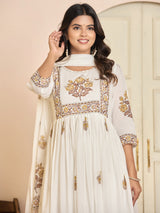 White cotton printed kurti set for classy casual look