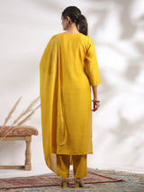 Yellow cotton silk festival wear kurti set