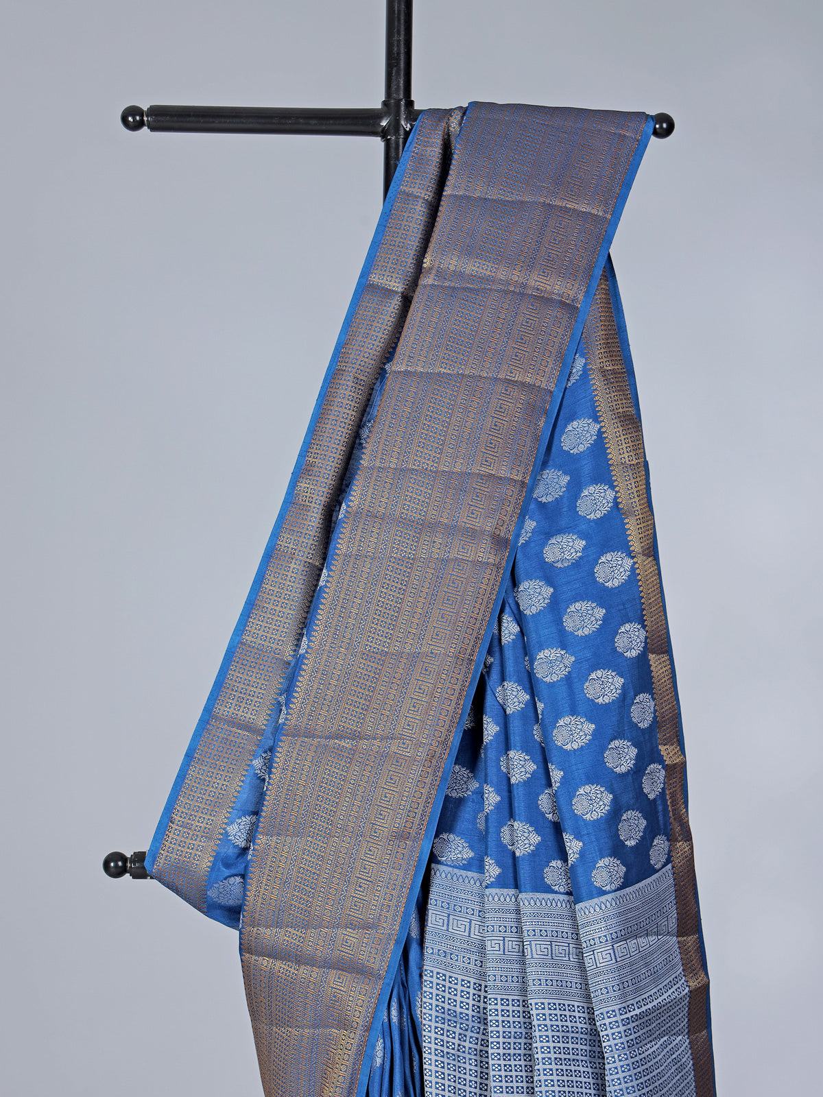 Blue art silk zari worked saree for festve celebration