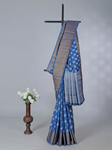 Blue art silk zari worked saree for festve celebration