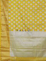 Mustard yellow art silk saree with zari glow