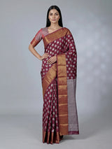 Brown zari embellished saree for wedding