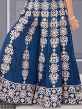 Rama blue silk palazzo suit with sequns work