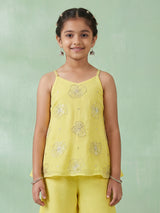 Light yellow festive wear palazzo suit in soft georgette