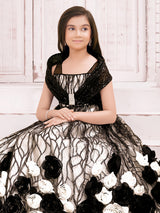 Black and cream net gwon with flower cutwork